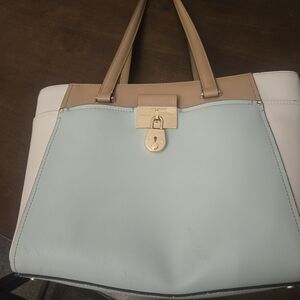 Calvin Klein Light Blue and Cream Tote Bag